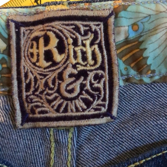 Rich & Skinny size 30 blue denim embellished with brass studs Straight leg - Picture 4 of 7